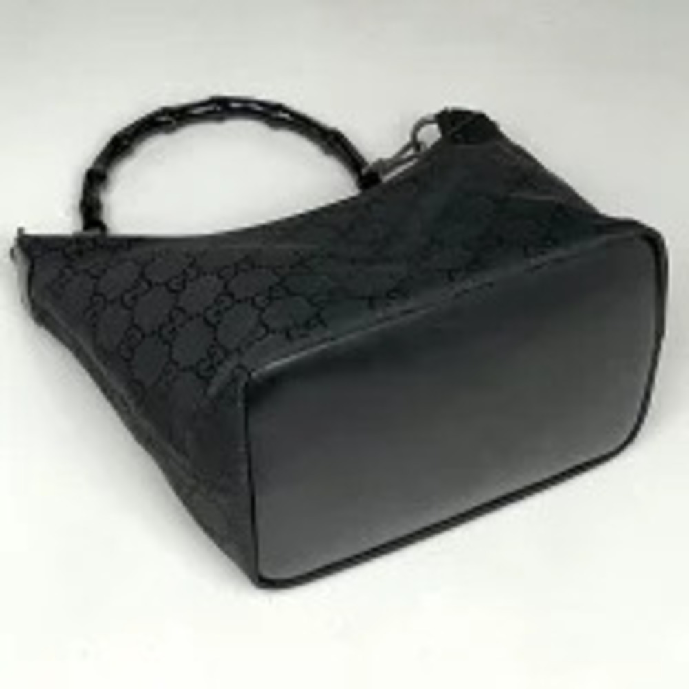 Gucci Black 2way Bamboo Shoulder GG Handbag Bag Black